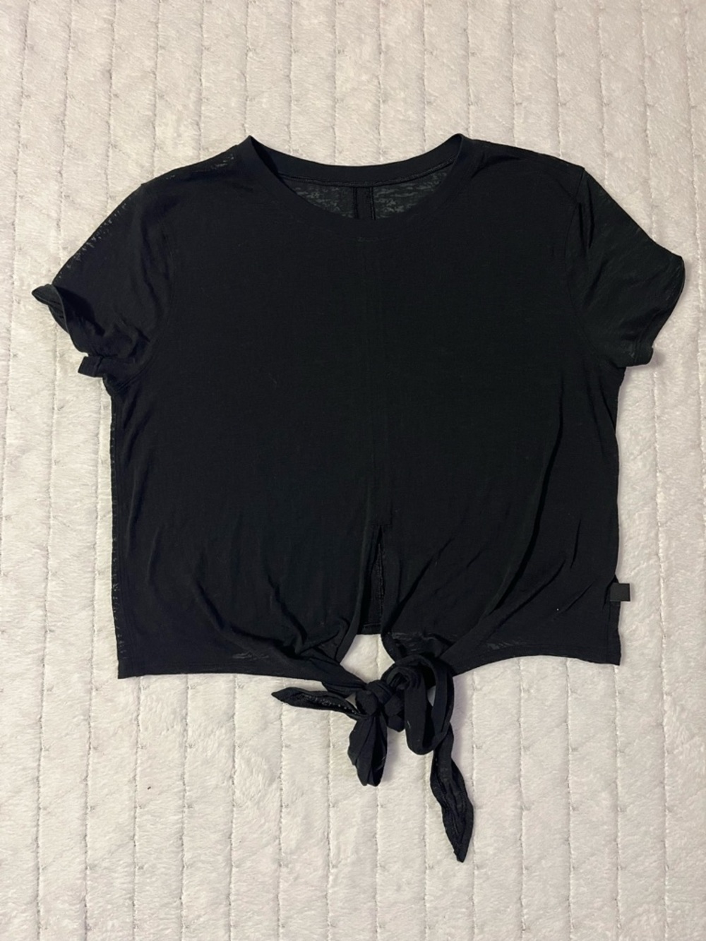 Lululemon Athletica Black Tie-Waist Breathable Short Sleeve